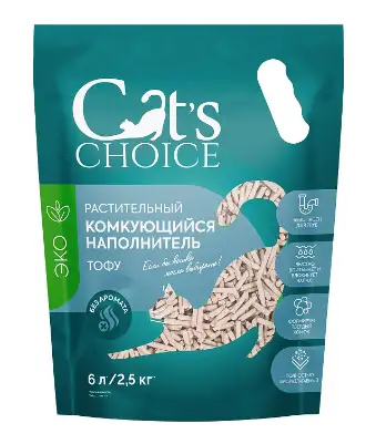 Купить cat's choice наполнитель для кошек растительный комкующийся тофу без аромата