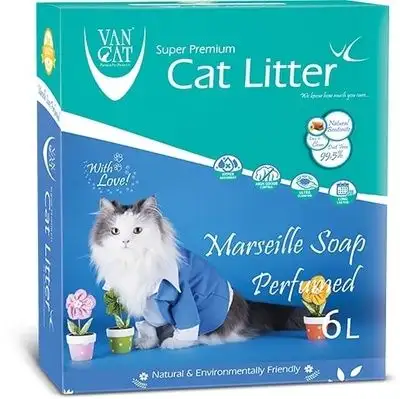 Купить van cat комкующийся наполнитель для кошек с ароматом марсельского мыла, коробка