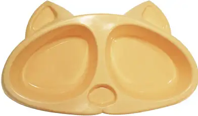ZOOexpress Киска миска для кошек двойная, оранжевая