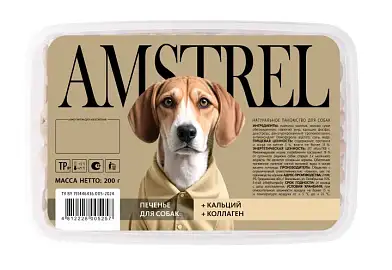 Amstrel лакомство для собак печенье с кальцием и коллагеном