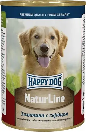 Купить happy dog консервы для собак: телятина, сердце и рис (фарш)