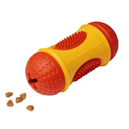 Купить homepet silver series tpr игрушка для собак цилиндр фигурный с отверстиями для лакомств желто-красный каучук