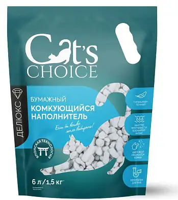 Cat's choice Бумажный комкующийся наполнитель для кошек с цветовым индикатором комка