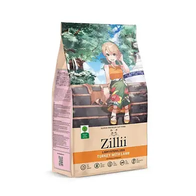 Zilli сухой корм для взрослых кошек с избыточным весом и стерилизованных Индейка с Ягнёнком