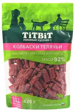 TiTBiT лакомство для собак всех пород колбаски Миланские, выгодная упаковка XXL