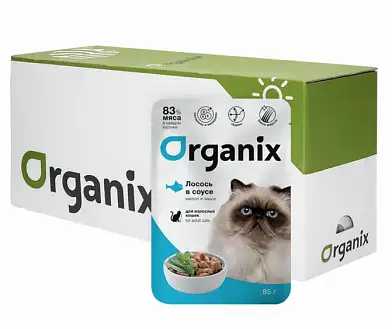 Organix влажный корм для кошек лосось в соусе (пауч)