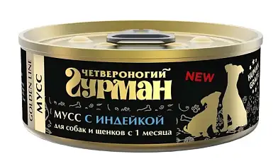 Четвероногий Гурман Golden line консервы для взрослых собак мусс с индейкой